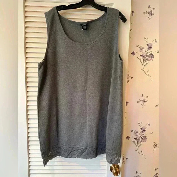 NWOT Torrid Grey Ribbed Tank with Lace Bottom - Picture 1 of 3